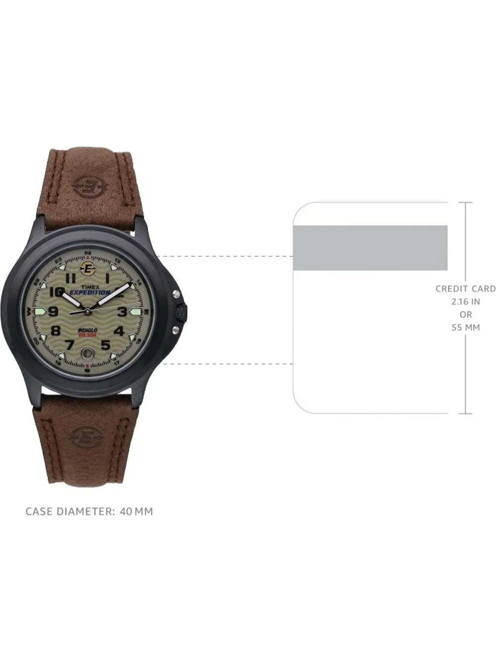 Men's Brown Green Expedition Metal Field Water Resistance Rugged Outdoor Watch